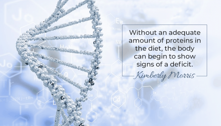 technical graphic of dna with proteins