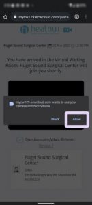 allow access to camera and mic prompt on phone