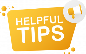 sign graphic with text "helpful tips"