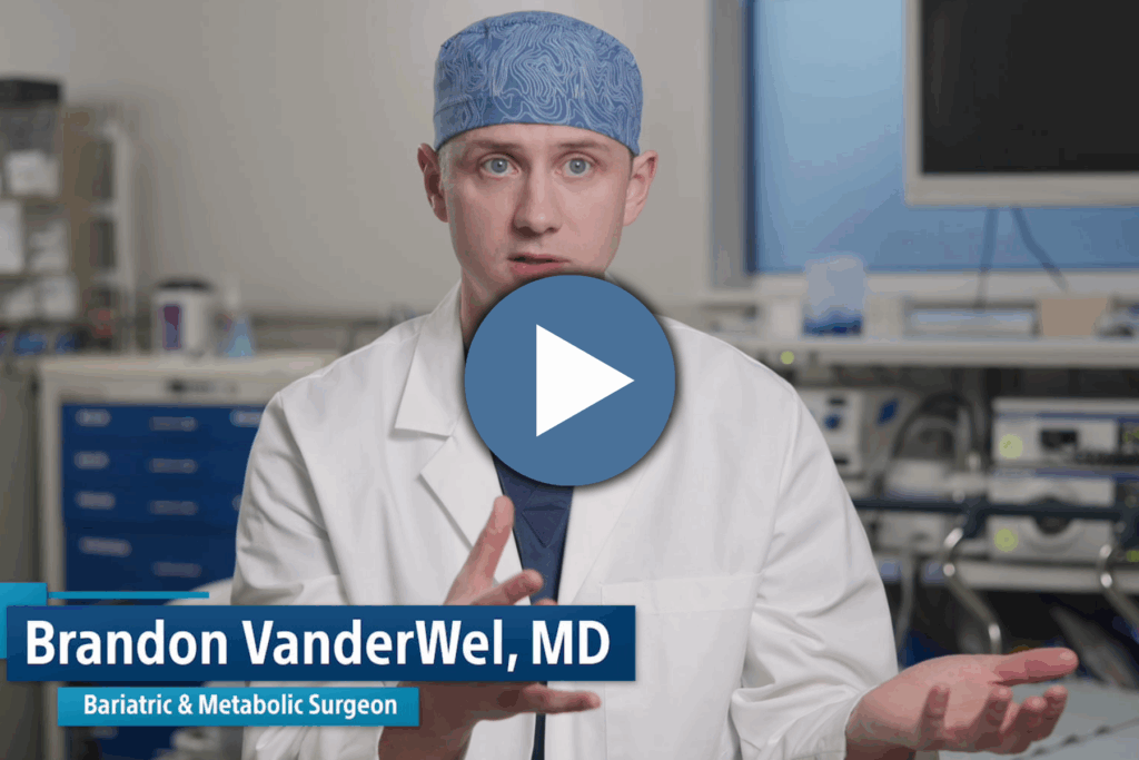 Doctor in surgical jacket explaining something using hands gestures.
