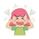 frustrated cartoon lady plugging ears and screaming