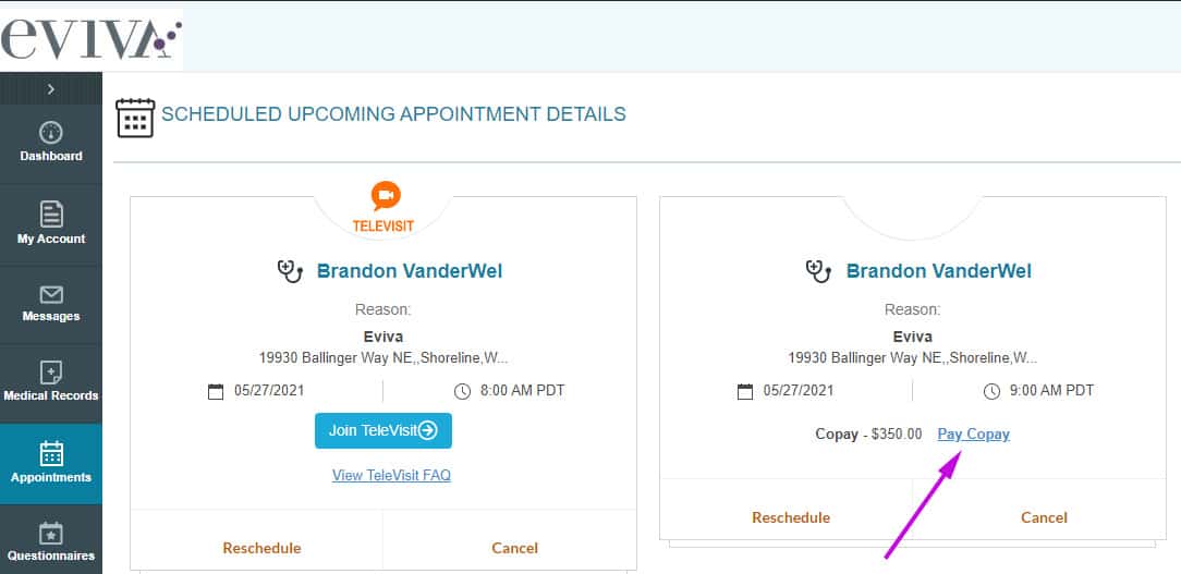 Click appointment with copay