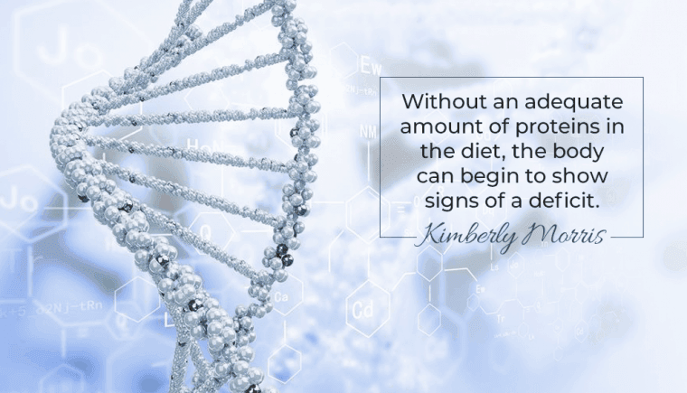 technical graphic of dna with proteins